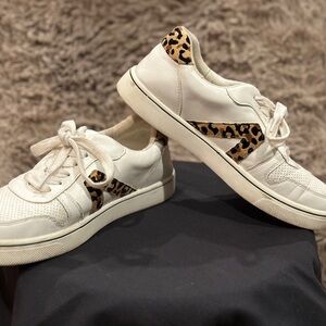 MIA White Sneakers with Leopard Accents